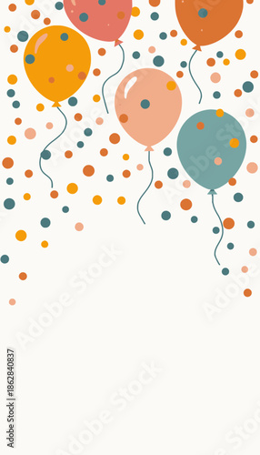 Festive Balloons and Colorful Dots Creating a Cheerful Atmosphere for Celebrations, Parties, or Special Occasions with a Vibrant and Playful Design