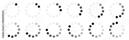 Set of vector loading icons, loading bar progress and status, download and upload indicators, simple web interface elements, vector illustration on transparent background