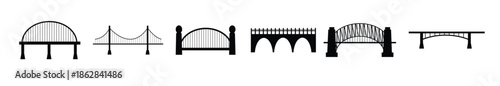 set of six types of bridge in cuontuor black colour isolated