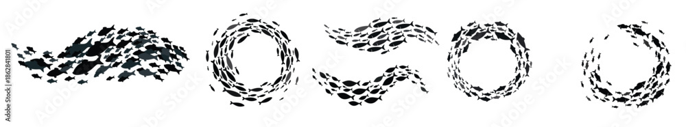 Φωτογραφία shoal and fish school silhouette sea fishes group