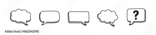 Sketchy vector collection of various rectangular and cloud comic speech bubbles for conversation messages