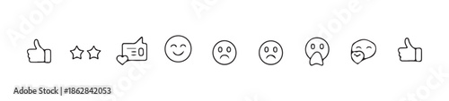 Collection of cute drawn feedback emoticons and rating symbols for customer review purpose