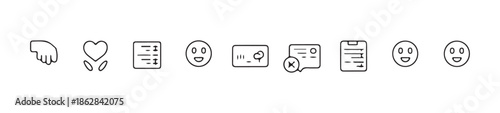 Various sketch style user experience icons for survey and digital content interaction on screen
