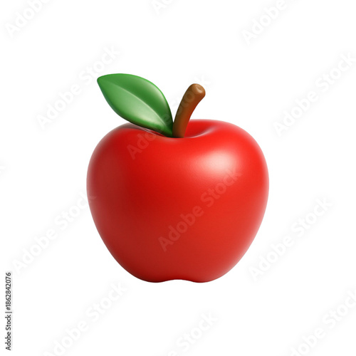 3D red apple icon realistic fruit illustration for education and health