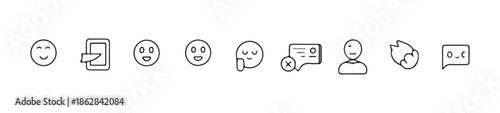 Funny doodle icons representing user reaction like laughing closing eyes and sending message
