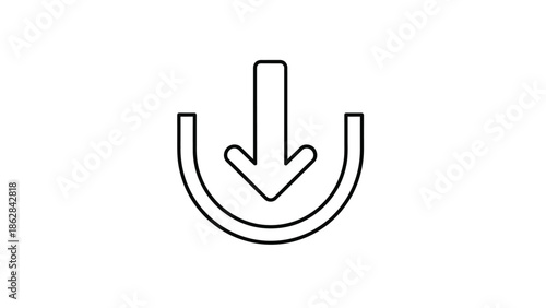 Black download arrow icon symbol.