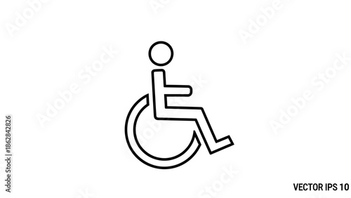 Black line icon of disabled person.