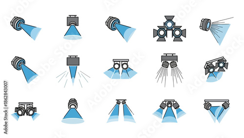 Collection of various stage lights.