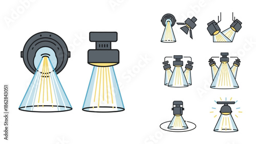 Different types of spotlight lamps.