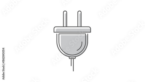 Electric plug with two metal prongs.