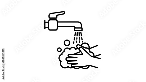 Hands under a running faucet.