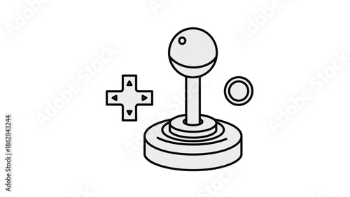 Joystick controller gaming device closeup.