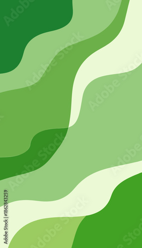 Abstract Green Wave Pattern with Curved Fluid Dynamics and Harmonious Flow of Organic Shades in Modern Artistic Decoration