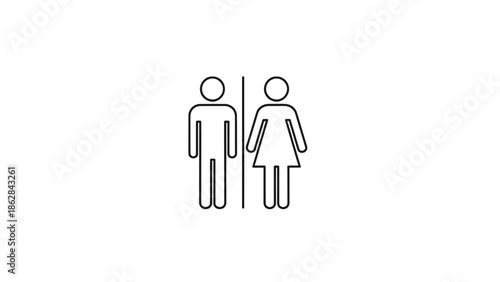 Male and female restroom sign icons.