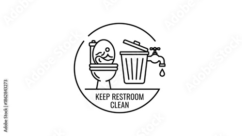 Keep Restroom Clean Sign Symbol.