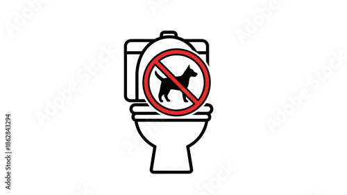 No Dogs Allowed Toilet Sign.