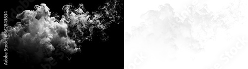 Foto White smoke rises and disperses on a transparent background in a subtle display