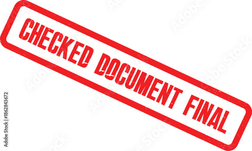 A close-up view of a checked document with a final stamp on it