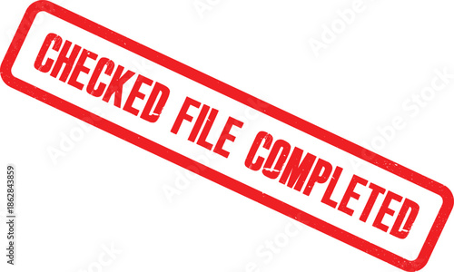 A checked file is marked as completed with a red stamp.