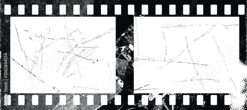 Grunge Filmstrip Border Frame . Film photo strip. Camera roll vintage design .Photo Album. Grunge effect .Vector
