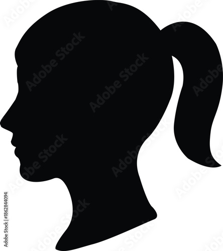 Silhouette of a woman with ponytail