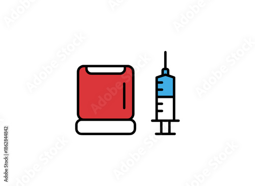 Blood donation sleeve with syringe medical kit illustration