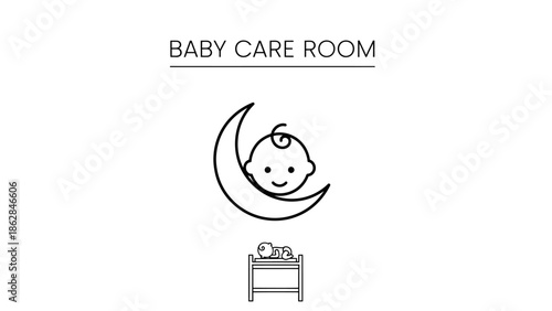 Baby Sleeping on Moon Crib Nursery.