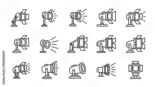 Black and white studio spotlights.