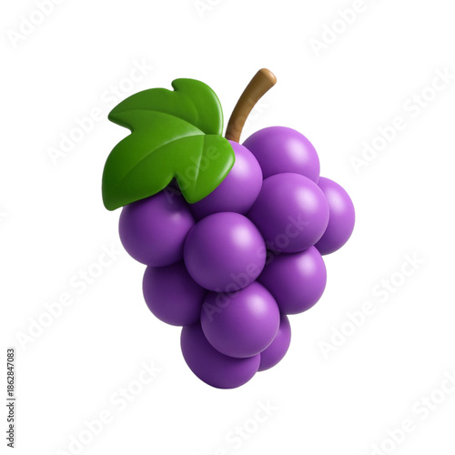 3d green grapes bunch isolated on white background fresh viticulture icon