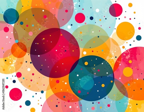 Vibrant Abstract Circles with Textured Watercolor Background