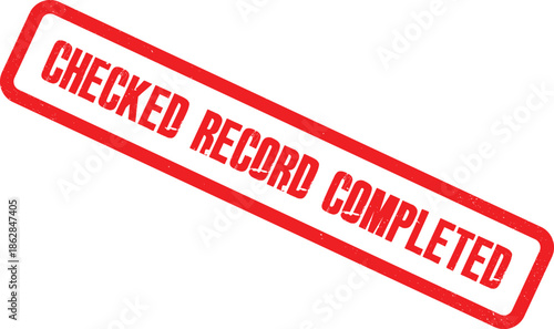 The record is being checked and marked as completed with a red stamp.