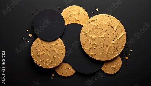 Elegant Gold and Dark Geometric Abstract Composition