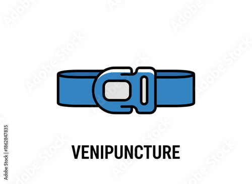 Venipuncture tourniquet fastener isolated flat medical illustration concept