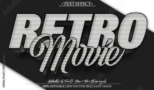 Retro Movie Classic Cinema Film Vintage Theater Text Effect Editable Alphabet