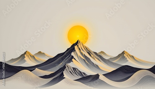 Golden Sun Over Serene Mountain
