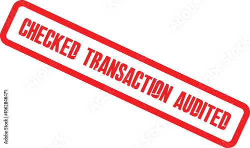 A close-up view of a red checked transaction audited stamp on a white background.