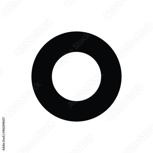 A simple black ring with a white circle in the center on a white background.