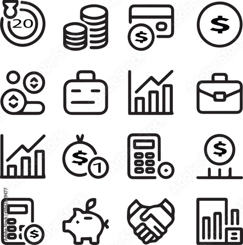 20 money and business related vector icon set