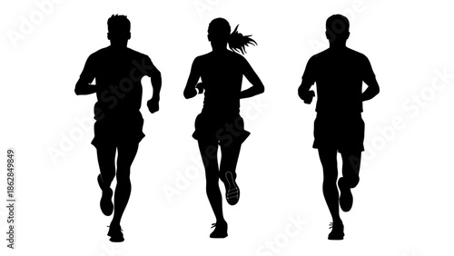 Silhouette of a Runner at Sunset, Finishing a Marathon, Fitness Motivation