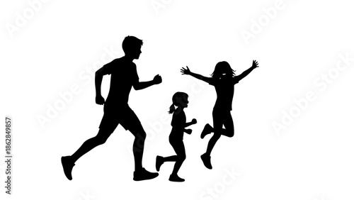 Runner silhouette finishing strong, isolated on bright background, achieving success