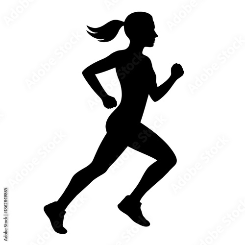 Runner silhouette finishing strong, sunset sports achievement