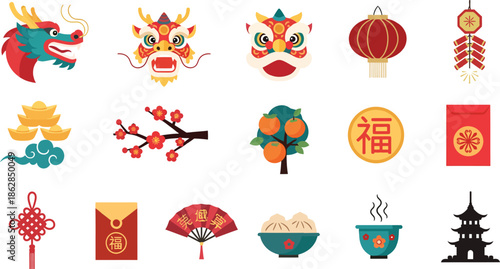 Chinese new year decorations and symbols