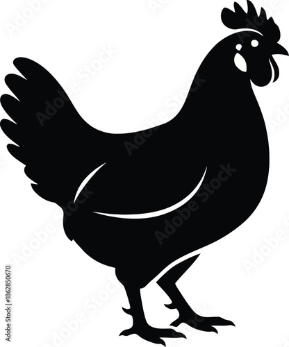 Chicken Silhouette Black Vector Illustration