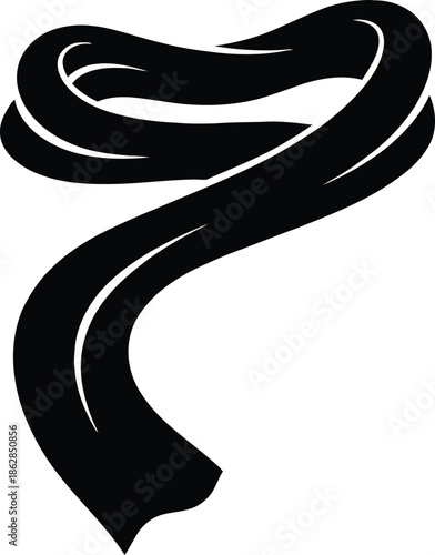 Abstract Black Ribbon Curve Silhouette Illustration
