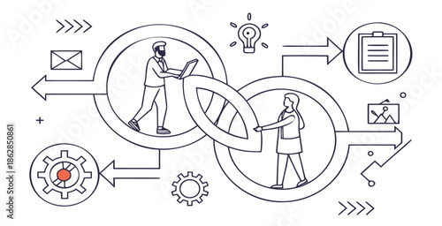 Business collaboration and teamwork concept with people exchanging ideas