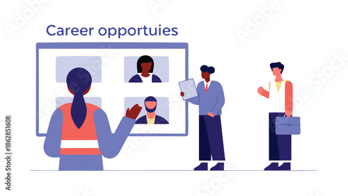 Diverse professionals exploring career opportunities together