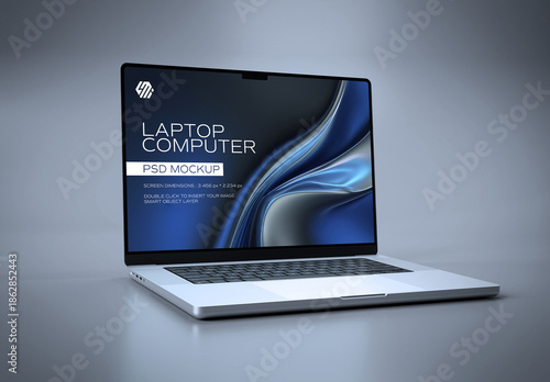 Modern Laptop Mockup Isolated on Grey Background