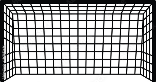 Soccer goal net isolated on white background for sports and recreation concept, vector illustration of an abstract background. Minimal Wireframe Interior Space Illustration