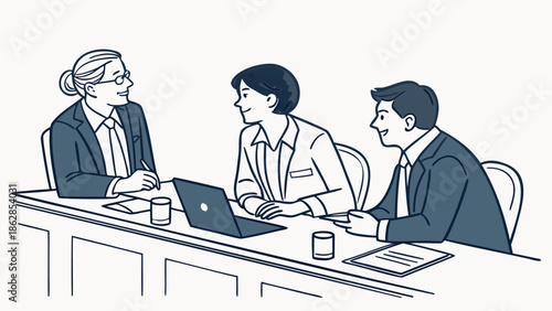 Business professionals discussing ideas in modern office setting