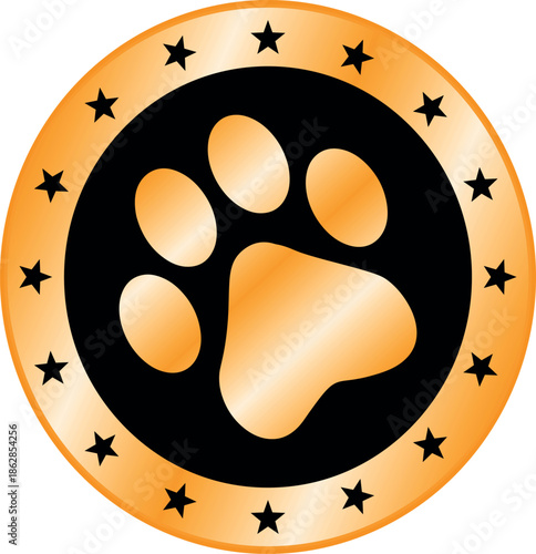 Paw Prints. Cute pets and Dogs pets paw print isolated on white background. Animal paw prints.